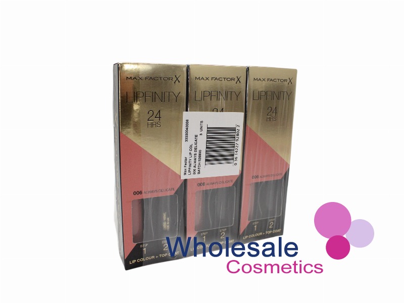 6 x Max Factor LipFinity 24H Lip Colour - 006 ALWAYS DELICATE